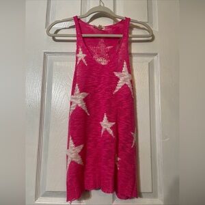 eesome Fuchsia Star Knit Tank Top with White Stars